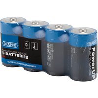 Draper Powerup Ultra Alkaline D Cell Batteries Pack of 4