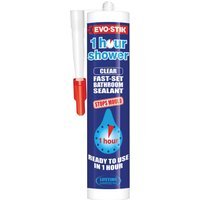 Evo-stik 1 Hour Shower Silicone Sealant Clear 310ml