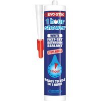 Evo-stik 1 Hour Shower Silicone Sealant White 310ml