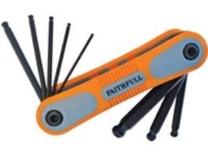 Faithfull 8 Piece Folding Ball End Hexagon Allen Key Set Metric