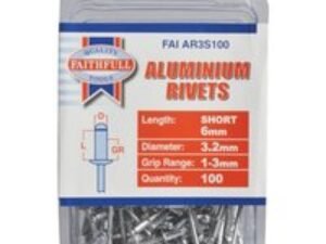 Faithfull Aluminium Pop Rivets 3mm 6mm Pack of 100