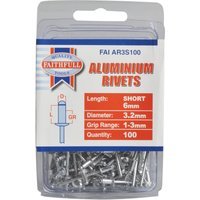 Faithfull Aluminium Pop Rivets 3mm 6mm Pack of 100