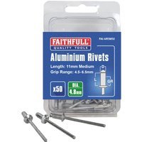 Faithfull Aluminium Pop Rivets 4.8mm 11mm Pack of 50
