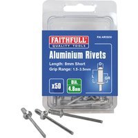 Faithfull Aluminium Pop Rivets 4.8mm 8mm Pack of 50