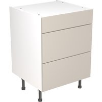 Flatpack Three Drawer Base Unit Value Slab Standard Matt Light Grey 600mm – FKKM1206