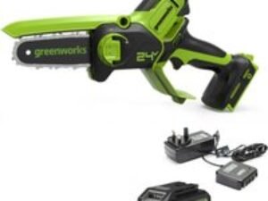 Greenworks G24MCS10 24v Cordless Tree Pruner 100mm 1 x 2ah Li-ion Charger
