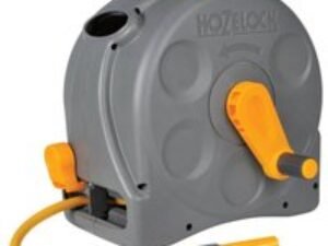 Hozelock Compact Enclosed Floor and Wall Mounted Hose Reel 1/2" / 12.5mm 25m Grey & Yellow