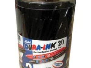 Markal Dura Ink 20 Retractable Fine Bullet Tip Permanent Marker Pen Black Pack of 24