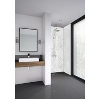 Mermaid Laminate White Marble Tongue & Groove Single Shower Panel - 2420 x 585mm