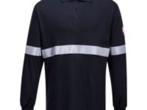 Modaflame Mens Anti Static Flame Resistant Long Sleeve Polo Shirt Navy 4XL