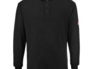 Modaflame Mens Flame Resistant Antistatic Long Sleeve Polo Shirt Black 4XL