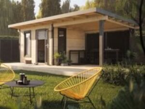 Palmako Grace 6m x 3.9m Pent Log Cabin with Gazebo (56mm)