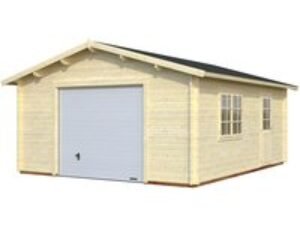 Palmako Roger 4.5m x 5.5m Extra Wide Log Cabin Single Garage (44mm) - Up and Over Door