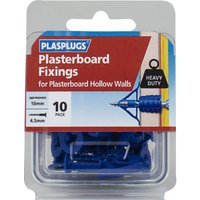 Plasplugs Heavy Duty Plasterboard Hollow Wall Fixings Pack of 10