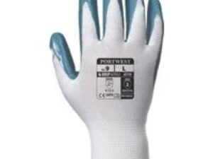 Portwest Flexo Grip Nitrile Tradesmans Gloves Grey / White 2XL