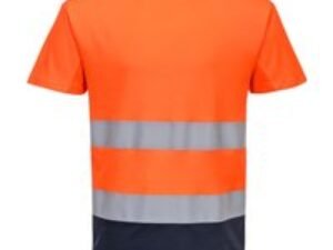 Portwest Hi Vis Contrast Mesh Insert Short Sleeve T Shirt Orange / Navy XL