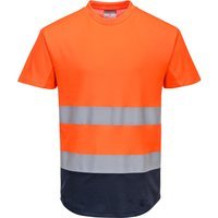 Portwest Hi Vis Contrast Mesh Insert Short Sleeve T Shirt Orange / Navy XL