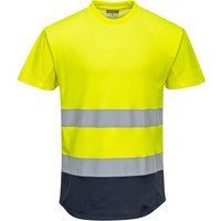 Portwest Hi Vis Contrast Mesh Insert Short Sleeve T Shirt Yellow / Navy S