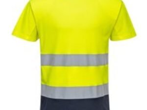 Portwest Hi Vis Contrast Mesh Insert Short Sleeve T Shirt Yellow / Navy XL
