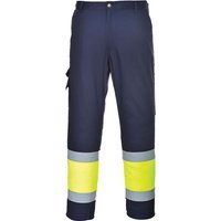 Portwest Hi Vis Two Tone Combat Trousers Yellow / Navy 2XL 32