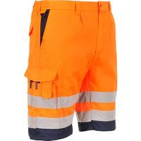 Portwest Mens Class 1 Hi Vis Poly Cotton Shorts Orange / Navy 3XL