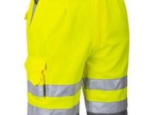Portwest Mens Class 1 Hi Vis Poly Cotton Shorts Yellow / Grey M