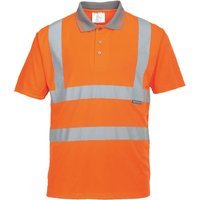 Portwest Mens Hi Vis Polo Short Sleeve Shirt Orange XL