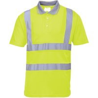 Portwest Mens Hi Vis Polo Short Sleeve Shirt Yellow L