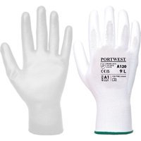 Portwest PU Palm General Handling Grip Gloves White S
