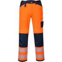 Portwest PW34 Hi Vis Work Trousers Orange / Navy 30" 31