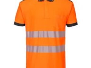 Portwest PW3 Hi Vis Cotton Comfort Polo Short Sleeve Shirt Orange / Black S