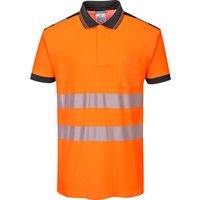 Portwest PW3 Hi Vis Cotton Comfort Polo Short Sleeve Shirt Orange / Black S