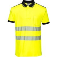 Portwest PW3 Hi Vis Cotton Comfort Polo Short Sleeve Shirt Yellow / Black L