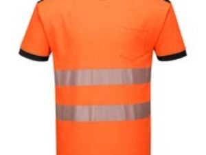 Portwest PW3 Hi Vis Cotton Comfort Short Sleeve T Shirt Orange / Black XS