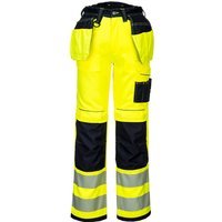 Portwest PW3 Hi Vis Holster Pocket Work Trousers Yellow / Black 44" 31