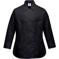 Portwest Rachel Womens Chefs Long Sleeve Jacket Black L