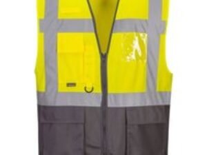 Portwest Warsaw Executive Class 1 Hi Vis Vest Yellow / Grey M