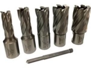 Rotabroach 5 Piece Raptor Mag Drill Hole Cutter Set and Pilot