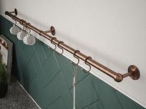 Rothley Utensil Rail Kit, in Antique Brass and Copper, Stainless Steel, Size: 19x1000mm