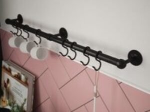 Rothley Utensil Rail Kit, in Matt Black, Stainless Steel, Size: 19x600mm