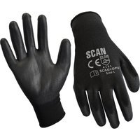 Scan PU Coated Work Gloves Black L Pack of 12