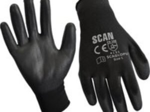 Scan PU Coated Work Gloves Black L Pack of 240