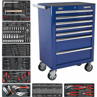 Sealey 7 Drawer Tool Roller Cabinet and 156 Piece Tool Kit Blue