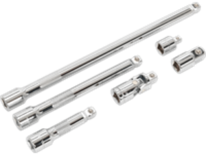 Sealey AK7690 3/8 Drive 6 Piece Wobble Rigid Extension Bar Adaptor and Universal Joint Set 3/8