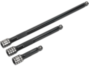Sealey AK7691 3/8 Drive 3 Piece Wobble Rigid Extension Bar Adaptor and Universal Joint Set 3/8