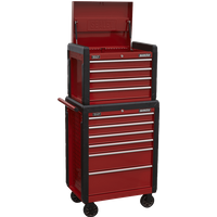 Sealey AP3410 10 Drawer Tool Chest and Roller Cabinet Combination Black / Red