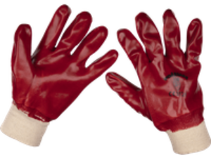 Sealey General Purpose PVC Knit Wrist Waterproof Gloves Red L Pack of 1
