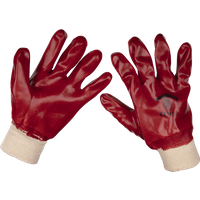 Sealey General Purpose PVC Knit Wrist Waterproof Gloves Red L Pack of 1