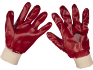 Sealey General Purpose PVC Knit Wrist Waterproof Gloves Red L Pack of 12