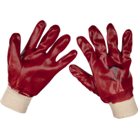 Sealey General Purpose PVC Knit Wrist Waterproof Gloves Red L Pack of 12